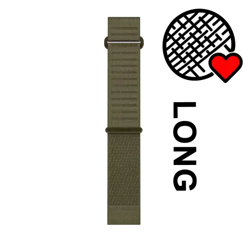 Garmin QuickFit 22 mm óraszíj – ComfortFit szövet – olívzöld, hosszabb
