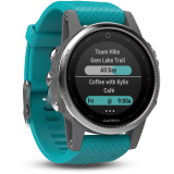 Garmin Fenix 5S Silver Turquoise szíjjal