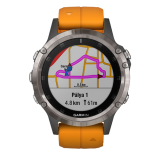 Garmin Fenix 5 PLUS Sapphire Titanium orange szíjjal
