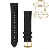 Quick Release 20mm bőr dombornyomott fekete óraszíj 24K Gold csattal