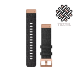 QuickFit 20mm nylon fekete óraszíj, rose-gold csattal