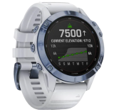 Garmin Fenix 6 PRO Solar Titanium Blue, fehérkő szíjjal