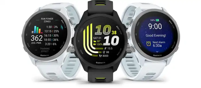 Garmin Forerunner 170 futóóra – fekete és fehér színváltozat, AMOLED kijelzőn futóteljesítmény-zónák, óralap és napi egészségügyi összefoglaló