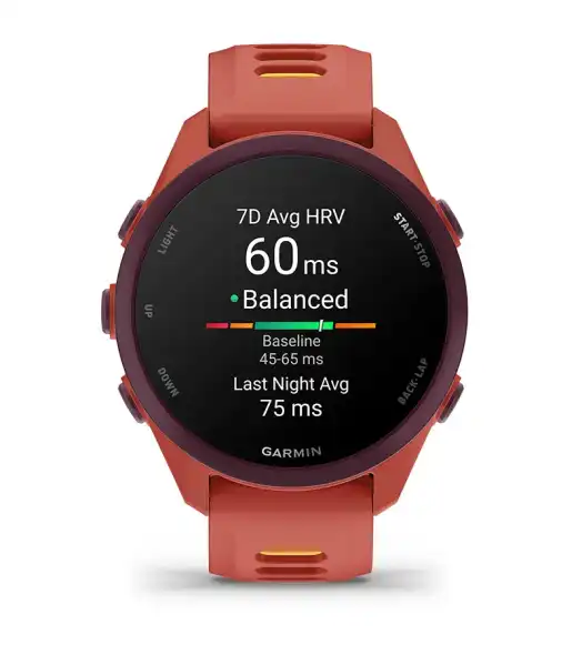 Garmin Forerunner 170 kijelzőn HRV-státusz