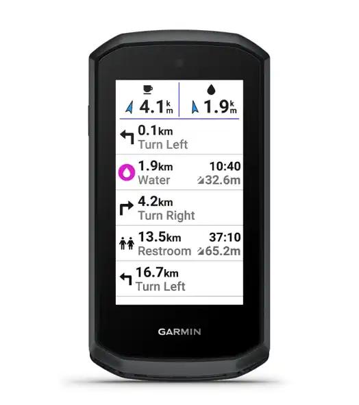 Garmin Edge Explore 3 Up Ahead funkció – közelgő kávézók, ivókútak és mosdók az útvonalon