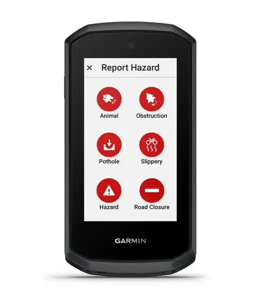 Garmin Edge Explore 3 útveszély-riasztás – kerékpárosok által jelentett kátyúk és útlezárások
