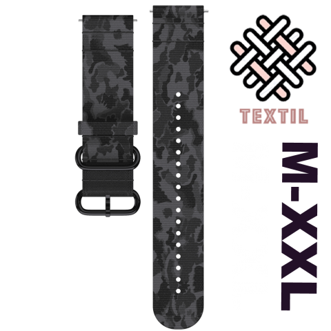 Polar Quick 22mm Black Tundra textil-nylon camo black óraszíj M-L, fekete csattal