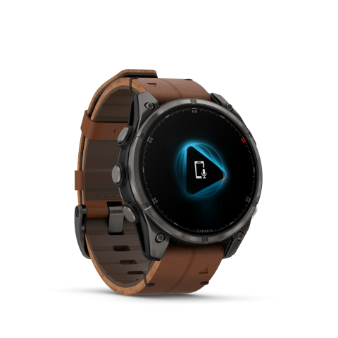 Garmin Fenix 8 Pro – 47 mm, AMOLED Sapphire Carbon Gray DLC, Gesztenyebarna szíjal