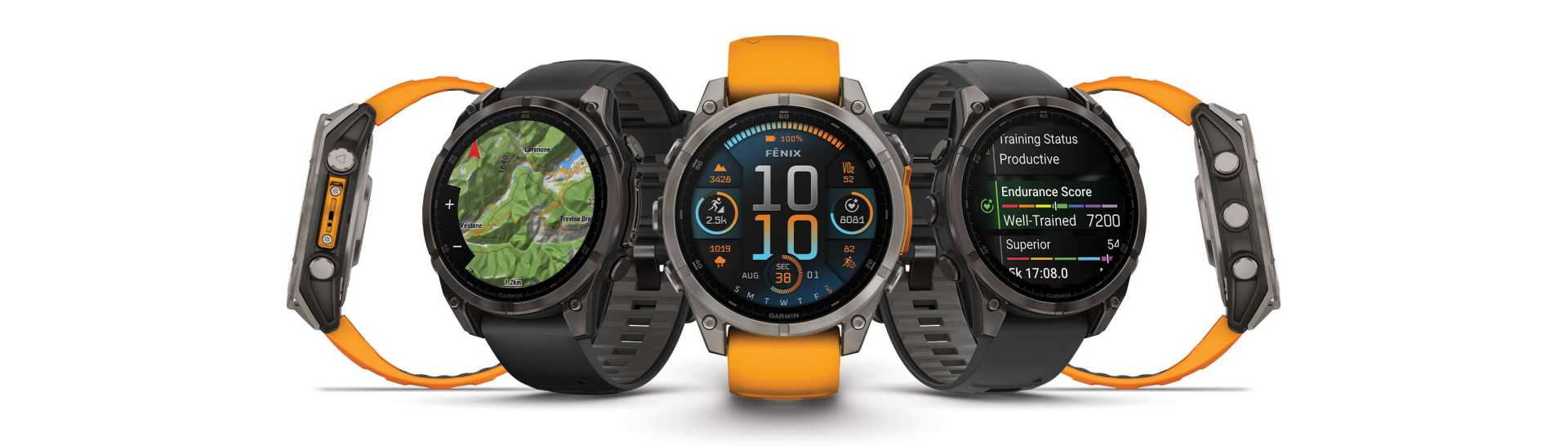 A Garmin Fénix 8 Amoled 47mm-es óráknál a narancs és slate grey kivitelek láthatóak