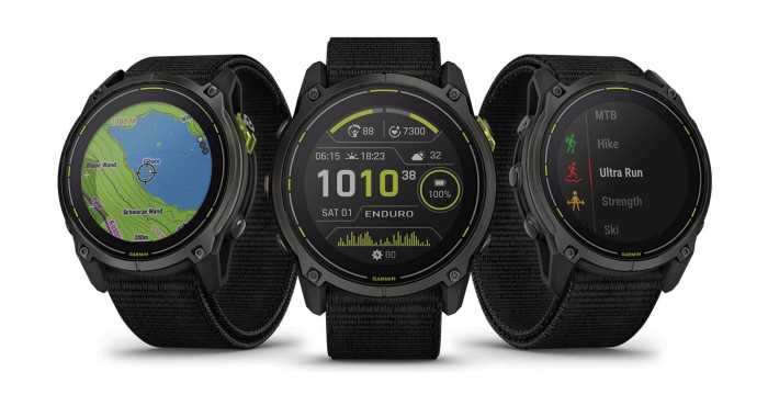 garmin Enduro 3 óra, oldalról, szemből látható studiófutó