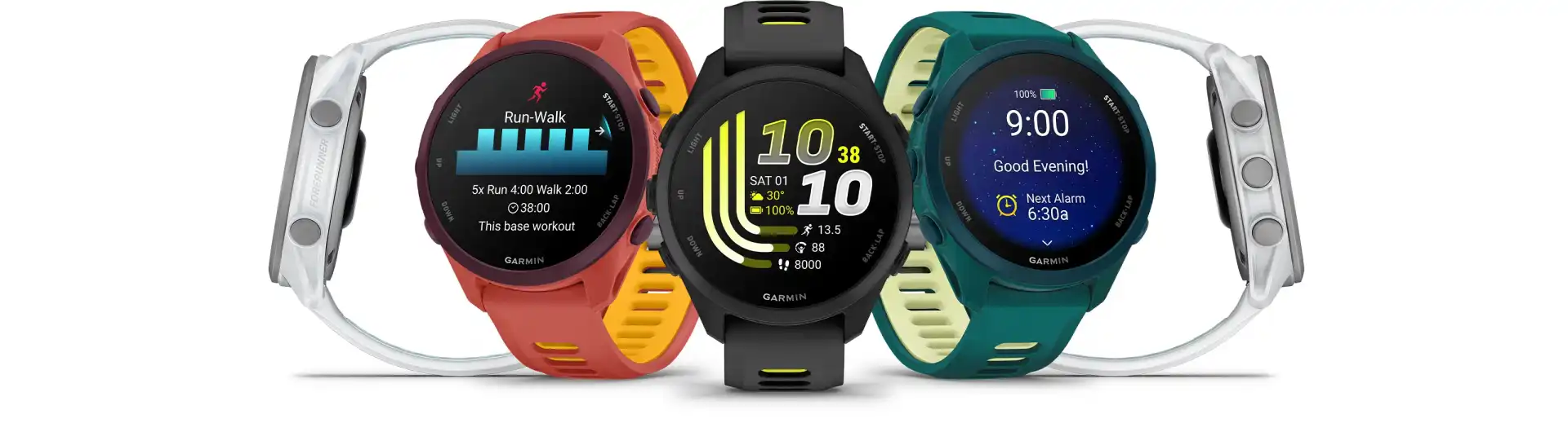 Garmin Forerunner 170 music futóóra – fekete és fehér színváltozat, AMOLED kijelzőn futóteljesítmény-zónák, óralap és napi egészségügyi összefoglaló