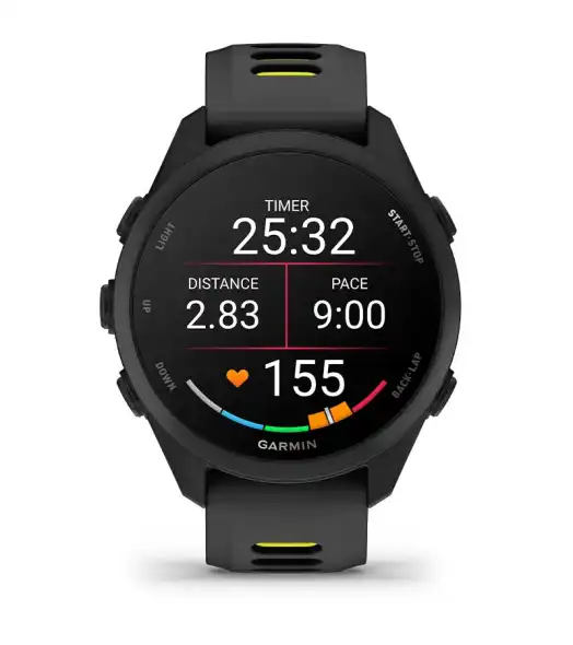 Garmin Forerunner 170 kijelzőn temp&oacute;, t&aacute;vols&aacute;g &eacute;s pulzus adatok