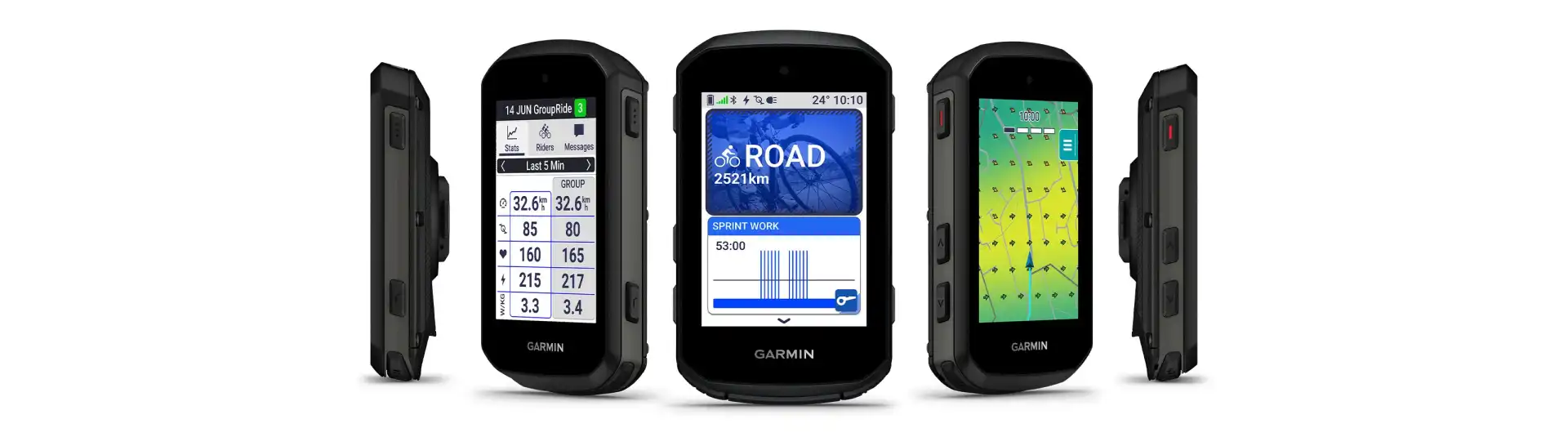 oldal és szembőlnézetbe a Garmin Edge 850, ez studiófotó
