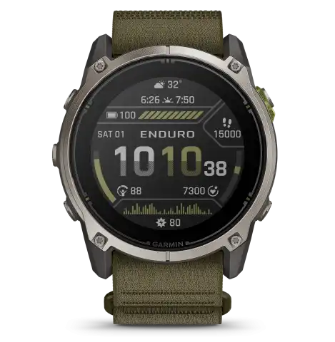 Garmin Enduro 4 titán, sötét olívazöld ComfortFit szövetszíjjal