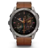 Garmin fēnix 8 AMOLED 51 mm, zafírüveg – titán / gesztenyebarna bőrszíj