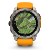 Garmin fēnix 8 AMOLED 51 mm, zafírüveg – titán / szikranarancs-grafitszürke szilikonszíj
