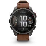 Garmin fēnix 8 Pro AMOLED 47 mm, zafírüveg – karbonszürke DLC titán / gesztenyebarna bőrszíj