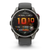 Garmin fēnix 8 Pro AMOLED 47 mm, zafírüveg – titán / grafitszürke-fekete szilikonszíj
