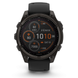 Garmin fēnix 8 Solar 47 mm, zafírüveg – karbonszürke DLC titán / fekete-kavicsszürke szilikonszíj