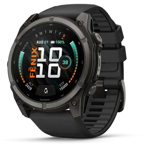 Garmin fēnix 9 AMOLED 51 mm, zafír számlap – Carbon Gray DLC titán / fekete szilikonszíj
