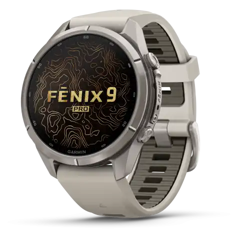 Garmin fēnix 9 Pro AMOLED inReach 43 mm, zafír számlap – natúr titán / ködszürke szilikonszíj