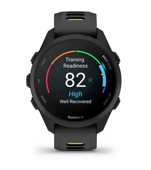 Garmin Forerunner 170 kijelzőn fejlett edz&eacute;sfunkci&oacute;k &eacute;s edz&eacute;sk&eacute;sz&uuml;lts&eacute;gi pontsz&aacute;m