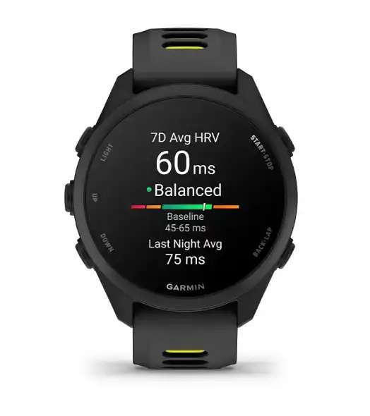 Garmin Forerunner 170 kijelzőn HRV-st&aacute;tusz