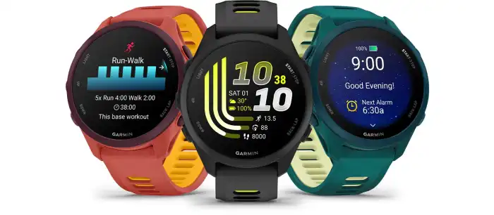Garmin Forerunner 170 music futóóra – fekete és fehér színváltozat, AMOLED kijelzőn futóteljesítmény-zónák, óralap és napi egészségügyi összefoglaló