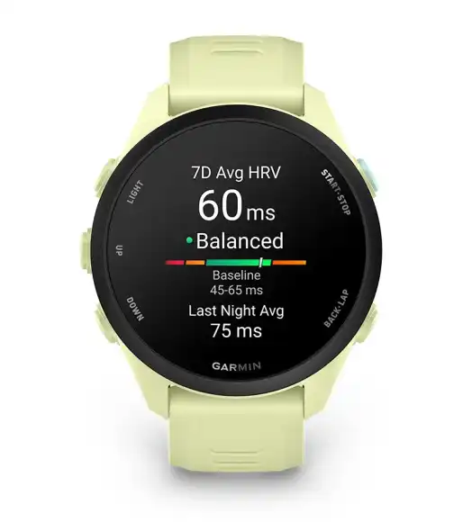 Garmin Forerunner 70 kijelzőn HRV-státusz
