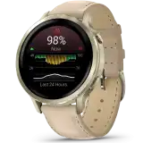 Garmin Venu 4 – 41 mm, holdarany / csontszínű szilikonszíj és világos homokszínű bőrszíj