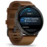 Garmin Venu 4 – 45 mm, palaszürke / fekete szilikonszíj és barna bőrszíj