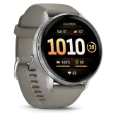Garmin Venu 4 – 45 mm, ezüst / ezüstszürke szilikonszíj
