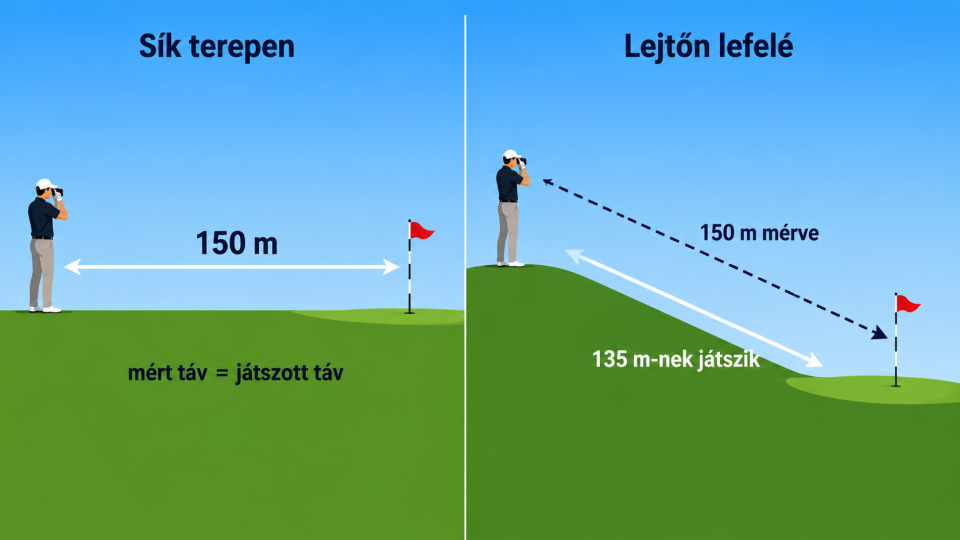 S&iacute;k terepen a m&eacute;rt &eacute;s j&aacute;tszott t&aacute;vols&aacute;g megegyezik, lejtőn lefel&eacute; viszont a PlaysLike-t&aacute;vols&aacute;g r&ouml;videbbnek mutatja a val&oacute;s, m&eacute;rt m&eacute;tern&eacute;l