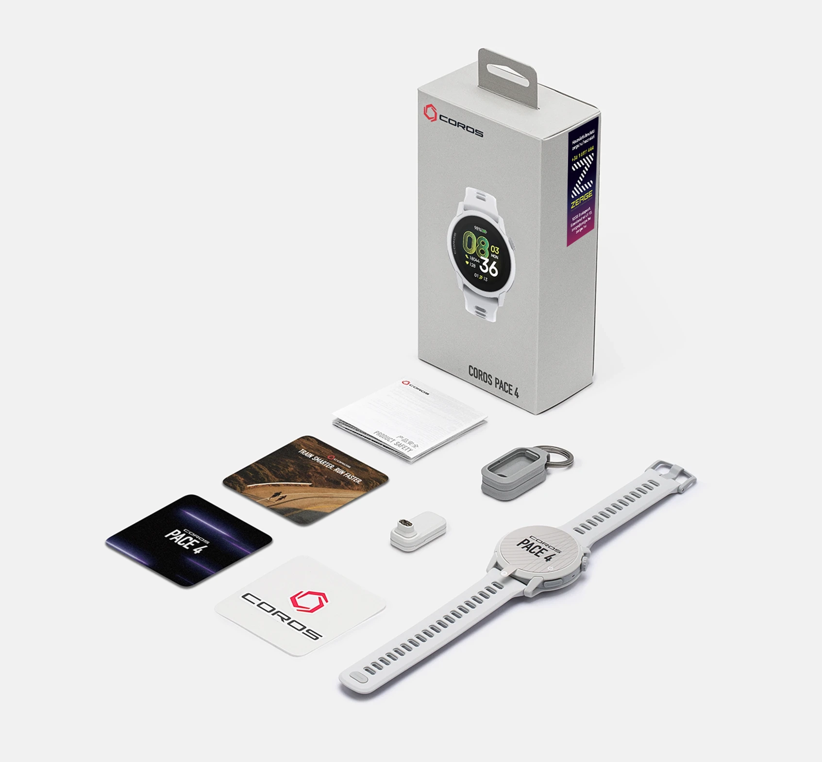 csomagtartalma: Pace 4 &oacute;ra, t&ouml;ltőadapter, kulcstarto